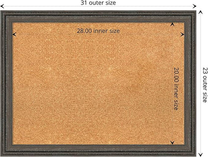 Amanti Art Natural Cork Board for Wall, 23x31 Vision Board with Brown Wood Frame, Medium Corkboard Office Decor for Home Organization, Rustic Farmhouse Corkboard Pinboard to display items for home