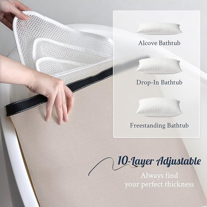 Luxury Bathtub Pillow, Skin-Friendly Cushion, Support Back, Neck & Head, Non-Slip, Adjustable Thickness Fits All Tub, Washable & Quick-Drying - Gift for Christmas Birthday Father's Day