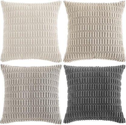 Fancy Homi 4 Packs Decorative Throw Pillow Covers for Living Room Couch Bed, Modern Farmhouse Boho Home Décor Accent Cushion Case, 16" x 16", Grey Series