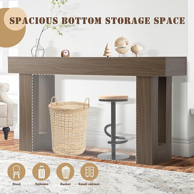 Grepatio 63 Inch Entryway Console Table, Rustic Narrow Sofa Table, Wood Long Console Table, Farmhouse Entry Way Table, Behind Couch Tables for Entrance, Hallway, Living Room (Grey Brown)