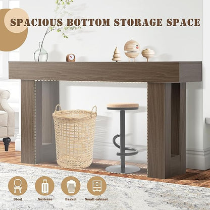 Grepatio 63 Inch Entryway Console Table, Rustic Narrow Sofa Table, Wood Long Console Table, Farmhouse Entry Way Table, Behind Couch Tables for Entrance, Hallway, Living Room (Grey Brown)