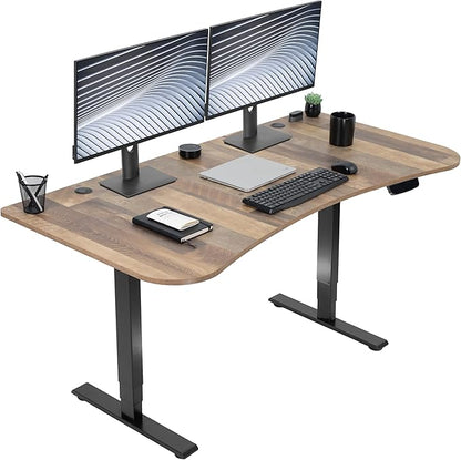 VIVO Electric 63 x 32 in Standing Desk, Touch Screen Adjustment, 220 lb Frame Support, 2E Series, Reclaimed Wood Top Black Frame, DESK-KIT-2EBP