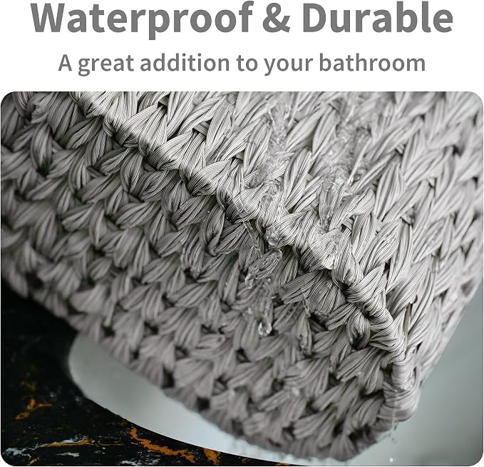 GRANNY SAYS Toilet Paper Storage, Toilet Paper Basket for Bathroom, 6 Mega Rolls Organizer Free Standing, Wicker Basket for Bathroom Storage, Grey