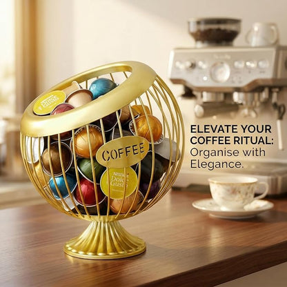 AIYICIII Tall Coffee Pod Holder with Base - Large Capacity Keurig K-Cup & Nespresso Vertuo Organizer, Metal Coffee Pod Storage, Coffee Bar Accessories and Decor (Tall - Gold)