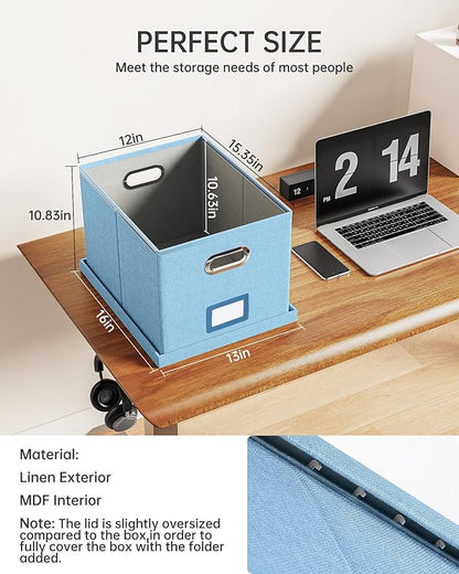 Oterri File Organizer, File Box, File Cabinet for Letter File Folder Storage, Portable Storage Bins with Lids for Office/Decor/Home,Document Organizer, 1 Pack,Sky-blue-Box Only