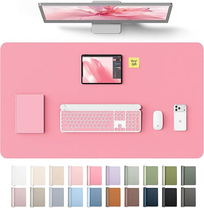 YSAGi Leather Desk Protector, Office Mat, Large Mouse Mat, Non-Slip PU Leather Blotter, Laptop Desk Mat, Waterproof Writing Pad for Office and Home(Pink, 40" x 24")