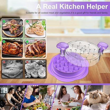 SURETIVIAN Chicken Shredder Tool Twist Large Chicken Breast Shredder with Brush&Fork, Visible Meat Shredder Machine, Anti-Slip Strip, Ergonomic Handle, BPA Free, Suitable for Pork Beef Chicken(Purple)