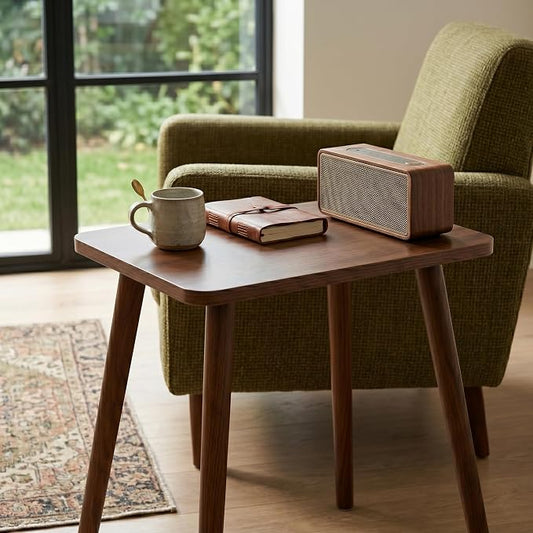 FORAOFUR Small Side Table, Modern Short End Table with Wooden Legs, Easy to Assemble Mini Living Room Table for Sofa Bedroom, Minimalist Bedside Furniture for Small Apartments and Limited Spaces Brown