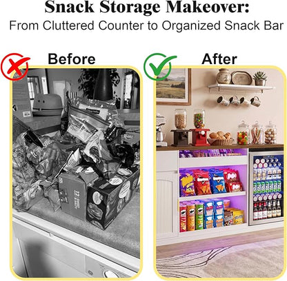 GDLF Snack Bar Cabinet with Fridge Space, 70.1" Snack Organizer with Storage and Candy Display Shelf, Coffee Station for Home Theater or Game Room with LED Lights, White