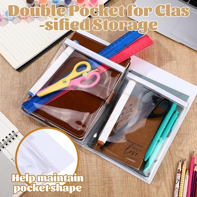 8 Pack Magnetic File Holder for Refrigerator 12 x 9.5 Inch Hanging Paper Organizer White Board Organizer with 2 Magnetic Pocket Office Supplies Storage for Notebooks Planners Mail Letters