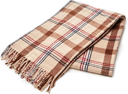Arus Acrylic Highlands Collection Queen Size Tartan Plaid Design Throw Blanket Sahara, 60x80 inch