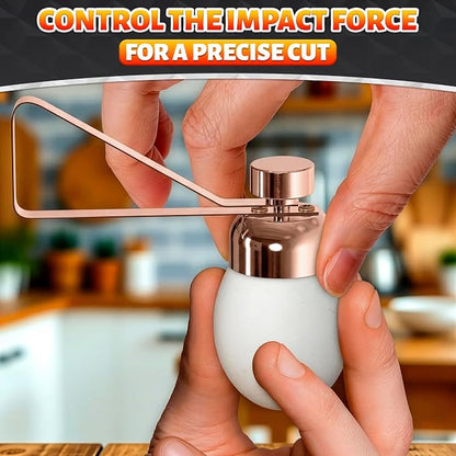 Egg Cracker Tool for Raw Eggs — Egg Shell Opener for Soft-Boiled Shell Tops, Stainless Steel Topper with Ergonomic Adjustable Effort — Clean Cut Design for Breakfast Prep, Custards, & Baking (Copper)