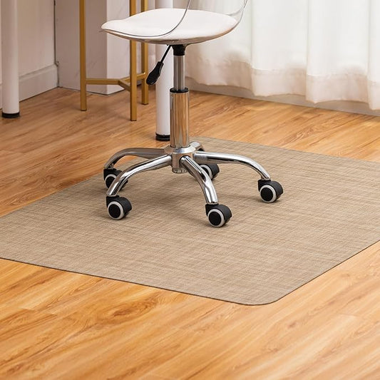BARoyal Office Chair Mat for Hardwood Floor Under Desk Computer Rolling Chair Mat for Wood/Tile Floor Non-Slip Heavy Duty Desk Rug PVC Plastic Hard Floor Protector 48" x 60"(Linen)