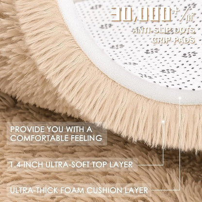 OLANLY 5x9 Machine Washable Large Area Rugs for Living Room, Bedroom, Soft Fluffy Shaggy Bedside Rug, Indoor Floor Carpet for Kids Girls and Boys, Dorms, Nursery, Home Decor Aesthetic, Beige