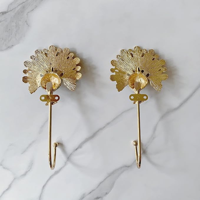 Vintage Peacock Decorative Wall Hooks Rack Hangers for Hanging Clothes Coats Towels Keys Hats, 2 Pack Antique Metal Mounted Wall Hook