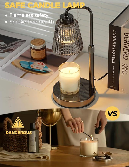 GODONLIF Silver-GrayCandle Warmer Lamp with Cycle Timer, Birthday Gifts for Women Mom Her, House Warming Gifts New Home Room Decor, Wax Melt Warmer for Jar Candles with 2 Bulbs