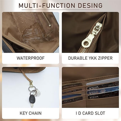 Doxo New DupontPaper Purse Organizer Insert Compatible with Longchamp Le Pliage L Handbag Insert, Lightweight Waterproof Le Pliage Large Organizer(Black&Brown, Large)
