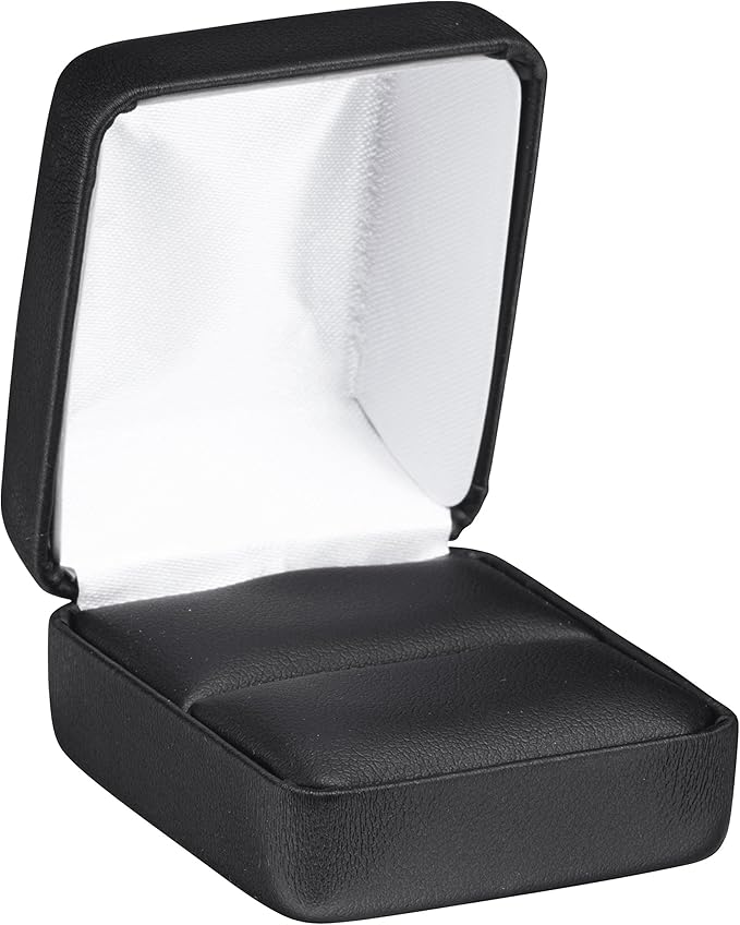 Ring Box – Black PU Leather Elegant Jewelry Gift Case for Proposal, Wedding, Graduation, Birthday, Anniversary
