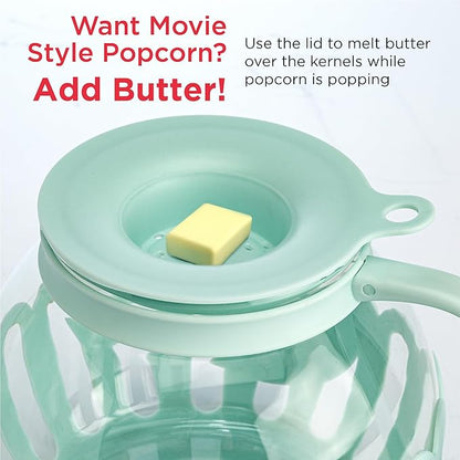 Ecolution Patented Micro-Pop Microwave Popcorn Popper with Temperature Safe Glass, 3-in-1 Lid Measures Kernels and Melts Butter, Made Without BPA, Dishwasher Safe, 1.5-Quart, Aqua (Pack of 4)