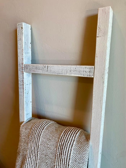 BarnwoodUSA Rustic Farmhouse Decorative Ladder - Our 6 ft Ladder can be Mounted Horizontally or Vertically and is Crafted from Upcycled Wood | No Assembly Required | White