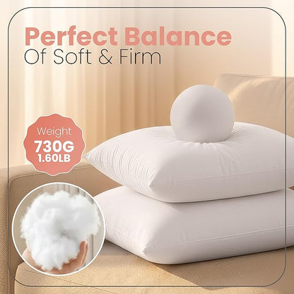 Utopia Bedding 22x22 Pillow Inserts, Set of 2, White – Indoor Decorative Throw Pillows for Bed, Sofa & Couch – Soft, Supportive & Fluffy Cushion Inserts