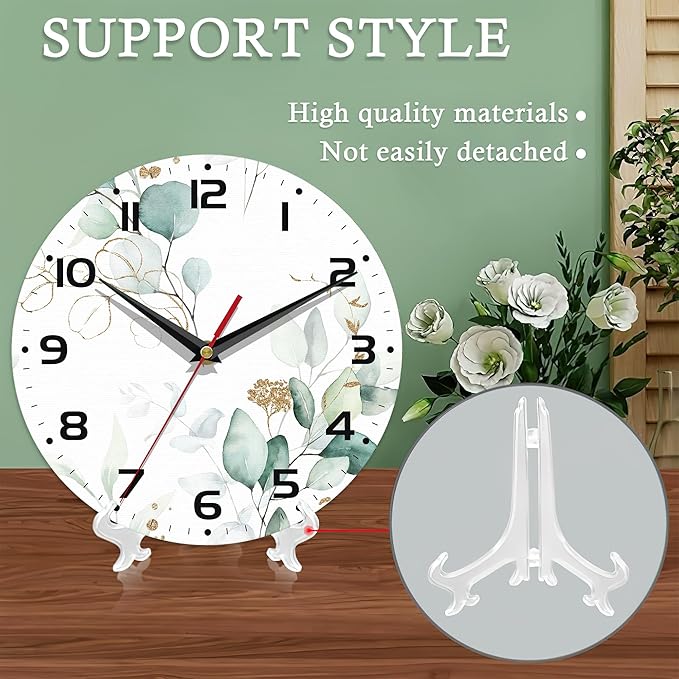 Wall Clocks Battery Operated,Eucalyptus Leaf Clock for Living Room,Decorative Wall Clock for Living Room,Bedroom,Bathroom,Kitchen,10 Inch