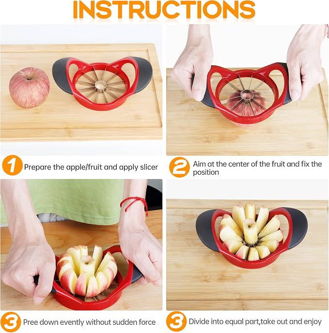 Supercenter Apple Cutter, Apple Corer and Slicer - 4.72 Inch Apple Slicer | Stainless Steel Apple Corer Tool with 12 Super Sharp Blades, lightweight Apple Slicer and Corer with Anti-slip Handle