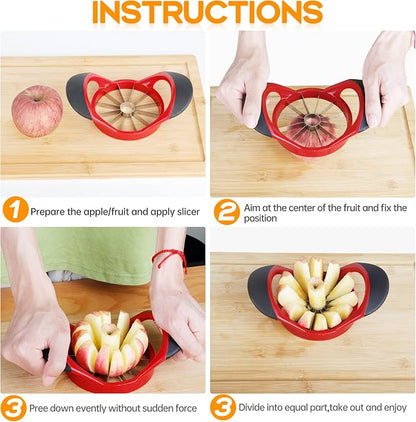 Supercenter Apple Cutter, Apple Corer and Slicer - 4.72 Inch Apple Slicer | Stainless Steel Apple Corer Tool with 12 Super Sharp Blades, lightweight Apple Slicer and Corer with Anti-slip Handle