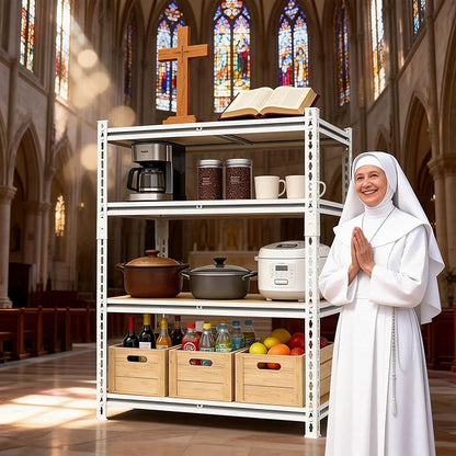 White 72"h *35.12"w*15.7"d Storage Shelves Shelving: Adjustable Metal 5-Heavy-Duty-Shelf (Unit)-Rack Industrial Utility Household Organizer/Systerm for Kitchen Pantry/Bedroom/Garage/Closet
