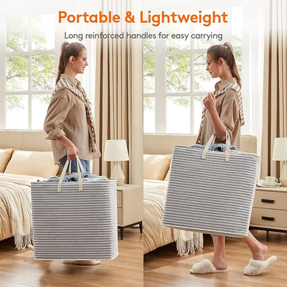 Lifewit 3 Pack Laundry Hamper Large Collapsible Laundry Baskets, Freestanding Waterproof Clothes Hamper with Easy Carry Handles in Laundry Room Bedroom Bathroom College Dorm, Grey, 3 x 90L