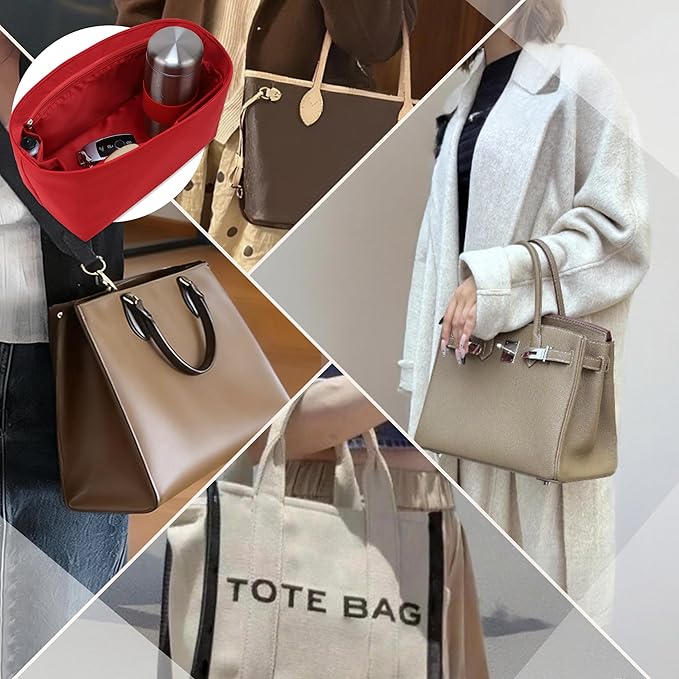 Purse Organizer Insert, Satin Tote Bag Organizer with 8 Sizes, Handbag Dividers for Inside Purse, Compatible with Longchamp, Neverful, 25C Hobo and More Bags