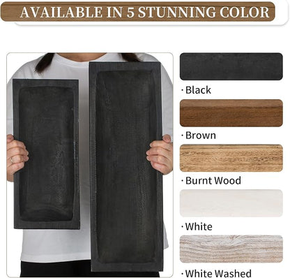 Hanobe Decorative Wood Dough Bowl: Large Long Wooden Bowl for Entry Way Table Home Decor - Coffee Table Decor for Living Room - Dining Table Centerpiece Decor, Black