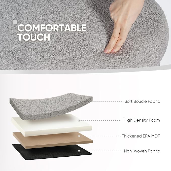 B FSOBEIIALEO Ottoman with Storage for Living Room, Sherpa Folding Storage Ottoman Foot Rest, 43.3 Inches Collapsible Bedroom Bench Grey
