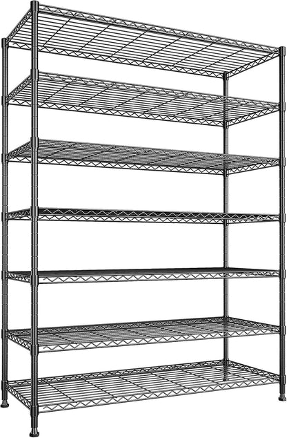 2 Set of 82.6H Metal Shelving Unit 7 Tier Storage Shelves Adjustable Wire Shelving Metal Wire Shelf Pantry Shelves Commercial Rack for Kitchen Pantry Garage 45" W x 82.6''H x 13.5" D, Black