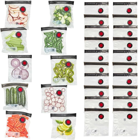 ZWILLING Fresh & Save 30-Piece Small Vacuum Sealer Bags, 1/2 Gallon Reusable Snack Bags, Meal Prep