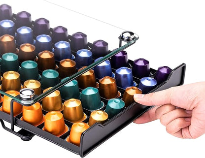 Coffee Pod Storage Holder Capsules Originaline Drawer Organizer, Crystal Tempered Glass (60 pods)