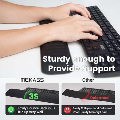 MEKASS Keyboard Wrist Rest - Soft Memory Foam Wrist Support for Long Hours of Work, Gaming, Studying (Light Gray)