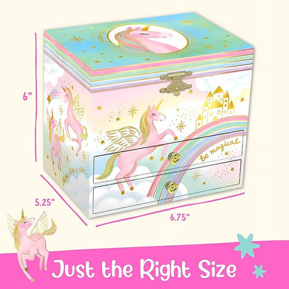 Giggle & Honey Musical Unicorn Jewelry Box for Girls - Kids Music Box, Unicorn Birthday Gifts for Little Girls, Jewelry Boxes, 6.8 x 5.3 x 6 in - Ages 3-10