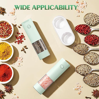 Electric Salt and Pepper Grinder Set Automatic Battery Pepper Mill Shakers Adjustable Coarseness Upgraded Larger Capacity with Led Home and Kitchen Appliances Birthday Gifts for Women Mom