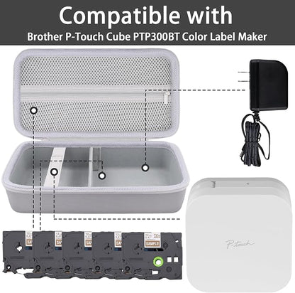 Label Printer Case Compatible with Brother P-Touch Cube Color PTP300BT Smartphone Label Maker(Gray Case)