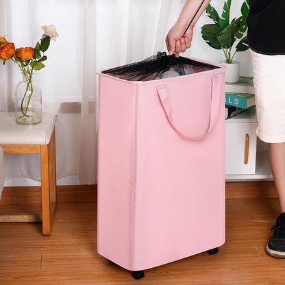 efluky Slim Laundry Hamper with Wheels, Rolling Laundry Basket for Clothes, Small Laundry Basket for Bedroom, Dorm and Laundry Room, 75L (19.8 Gallons) Grey