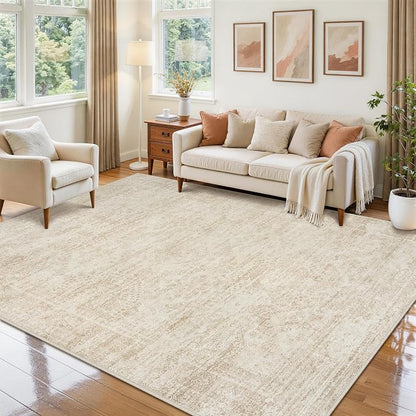 5x7 Area Rugs for Living Room Rug Washable: Abstract Rug for Dining Room Bedroom Carpet Non Slip 5 by 7 Indoor Modern Nursery Home Office Beige