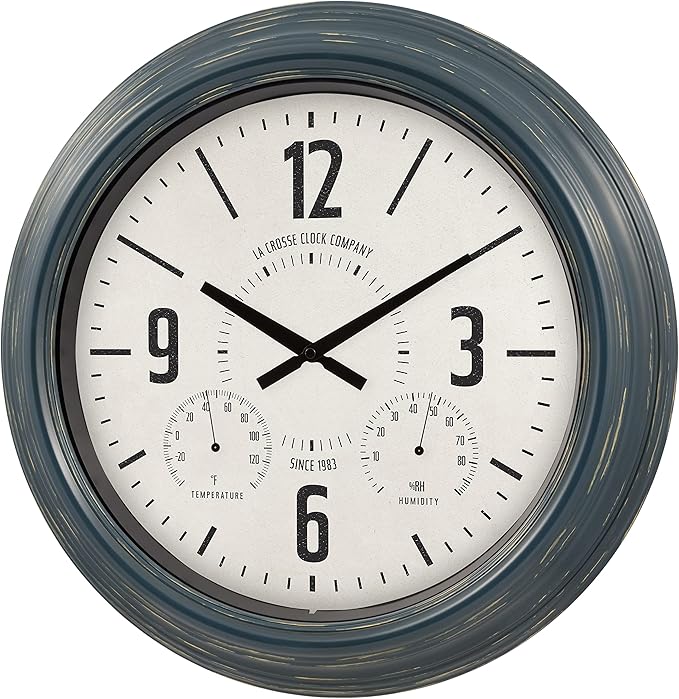 La Crosse Clock 433-3838 18.4" Hamilton Indoor/Outdoor Metal Analog Quartz Clock