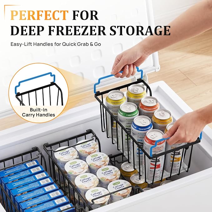 SUNALLY Stackable Storage Bins 6 Pcs Wire Baskets for Pantry Organizers and Storage, Vegetable Fruit Storage Basket for Countertop Organizer,Kitchen Storage Baskets for Onion Potato Snack,Black
