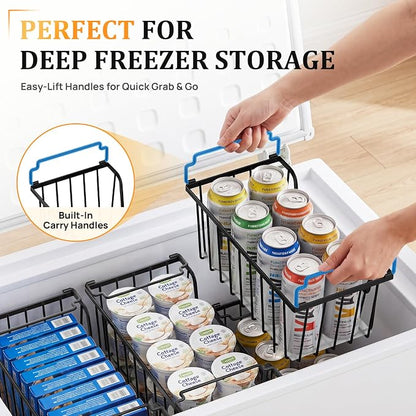 SUNALLY Stackable Storage Bins 6 Pcs Wire Baskets for Pantry Organizers and Storage, Vegetable Fruit Storage Basket for Countertop Organizer,Kitchen Storage Baskets for Onion Potato Snack,Black