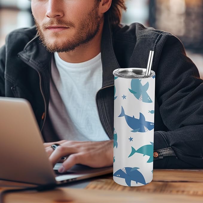 Joyclub Sublimation Tumblers Blanks 20 oz Skinny Straight Tumblers Bulk Stainless Steel Insulated Sublimation Cups with Lids and Straw, Gift Box
