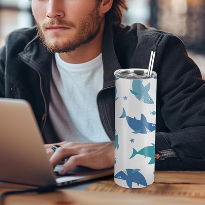 Joyclub Sublimation Tumblers Blanks 20 oz Skinny Straight Tumblers Bulk Stainless Steel Insulated Sublimation Cups with Lids and Straw, Gift Box