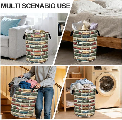 Train Laundry Basket Waterproof Laundry Hamper Foldable Laundry Bag with Handles for Bedroom, Bathroom, Office, Clothes Storage