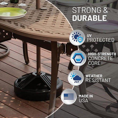 US Weight Durable 50 Pound Fillable Umbrella Base Designed to be Used with a Patio Table