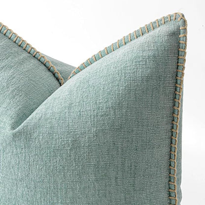 MIULEE Pack of 2 Summer Throw Pillow Covers 18x18 Inch Coastal Light Blue Farmhouse Cottage Decorative Pillow Covers Stitched Edge Soft Chenille Pillow Covers for Couch Sofa Bed Living Room,Aqua Haze